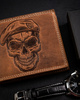 Herrenbrieftasche aus Leder mit Totenkopfmuster von Always Wild