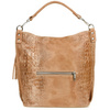 Taupe suede leather handbag women's shopper W10