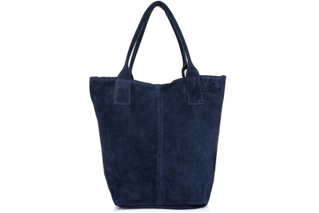 Suede leather bag bag large A4 WITH Pouch navy blue L82