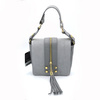 Elegant feminine leather messenger bag with fringe