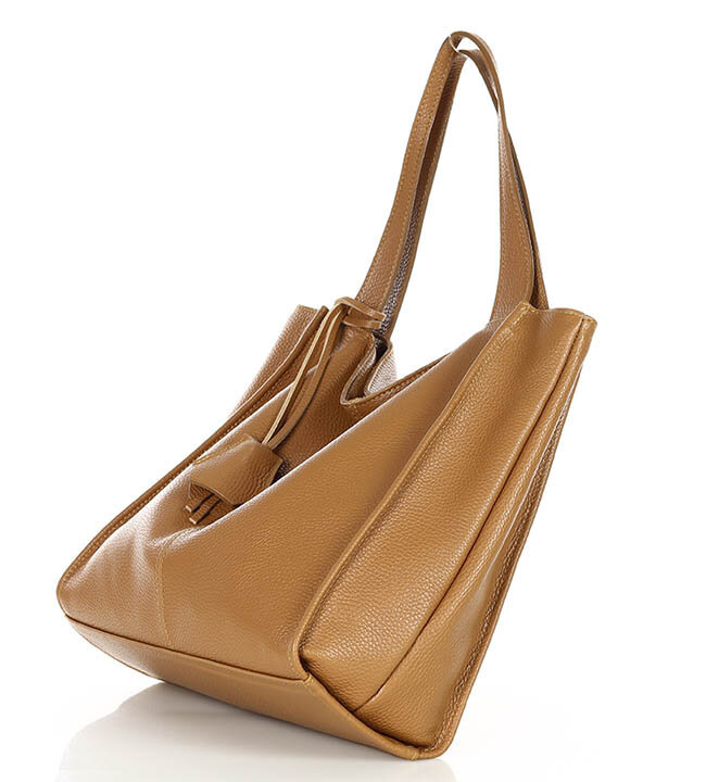 Modny skórzany shopper MAZZINI - Portofino Max camel