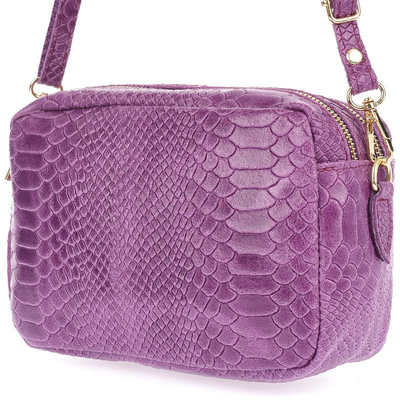 Lila Leder Damen Posttasche Italienischer Kroko-Koffer Beltimore P12