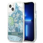 Guess GUHCP13MLFLSN iPhone 13 6,1" zielony/green hardcase Flower Liquid Glitter