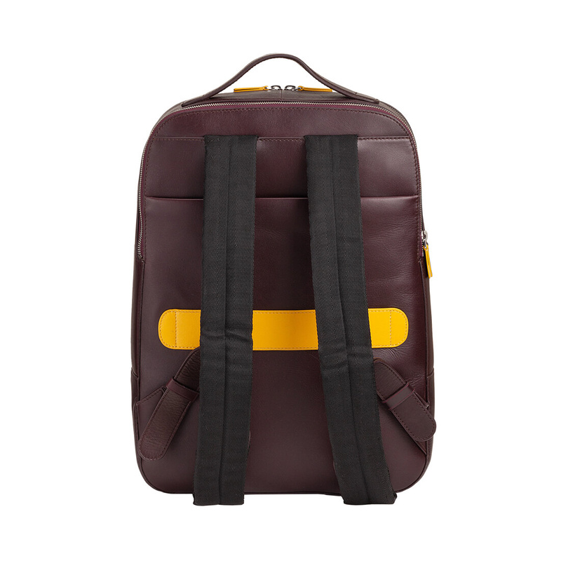 Men’s backpack for work Colorful Washington by DUDU in real leather with double zipper. Laptop rucksack until 16 inches with handle and trolley strap.