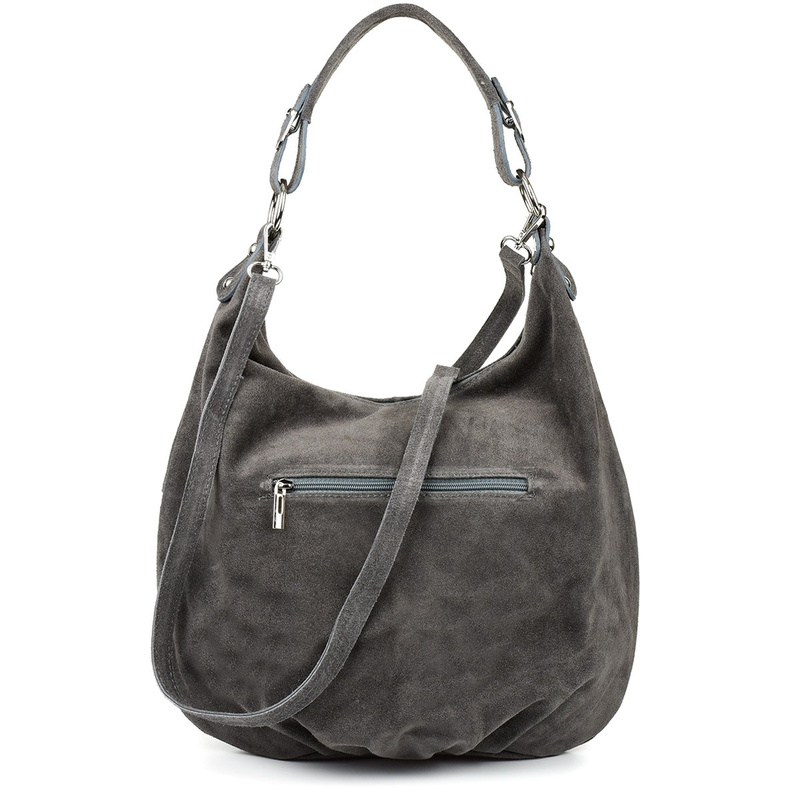 Grey Vera Pelle Suede A4 Leather Handbag Bag K51