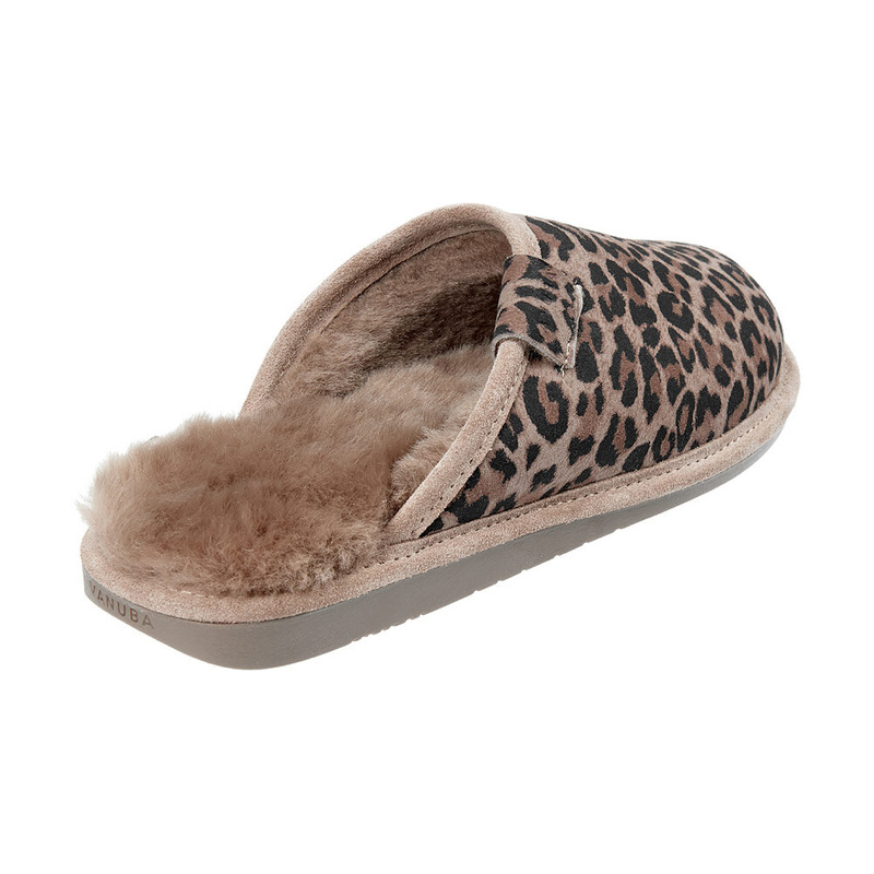 Women's slippers with leopard fur