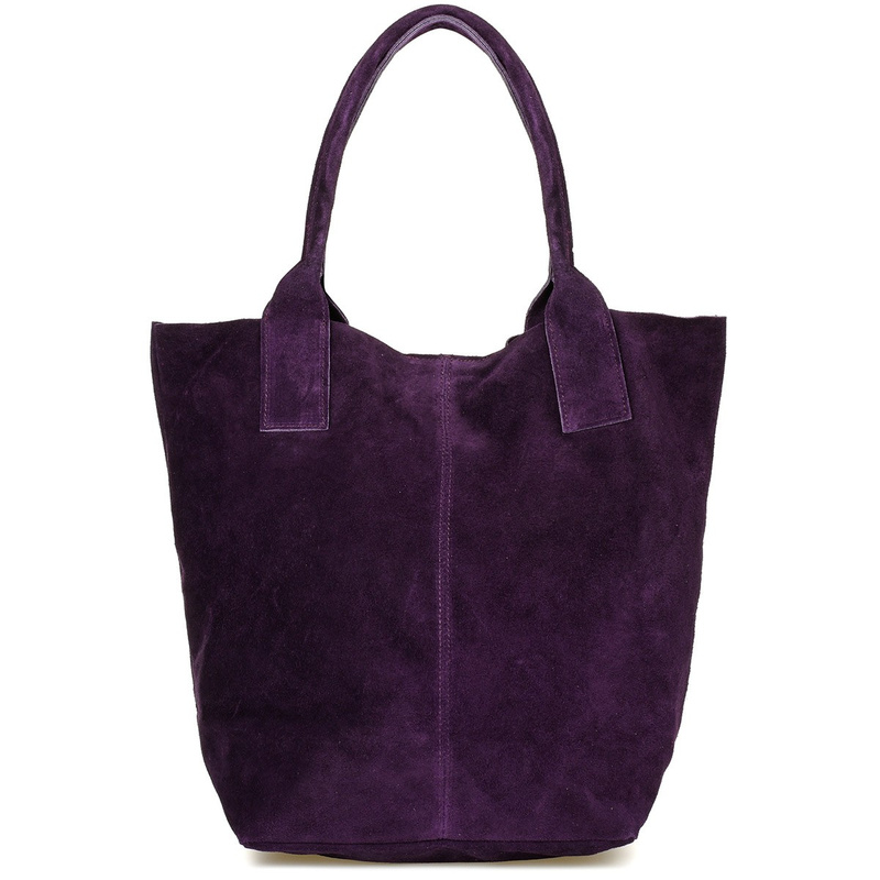 Leather bag suede bag large A4 with sachet plum l82