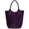 Leather bag suede bag large A4 with sachet plum l82