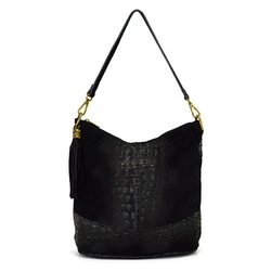 Spacious, stylish women's messenger bag in crocodile leather