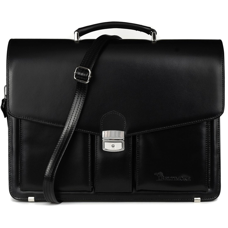 Black men's briefcase Beltimore briefcase elegant roomy leather J16