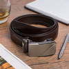 Men's leather belt automatic buckle 3.5 cm classic box bag free dark brown AP14 : Colors - brown, beige, Strap size - r.100-115 cm