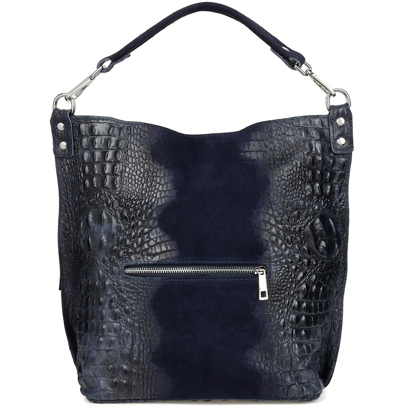 Navy blue suede leather shopper bag W10