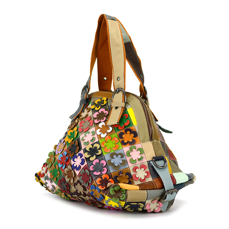 Stylish Leather Shoulder Bag Colorful Design