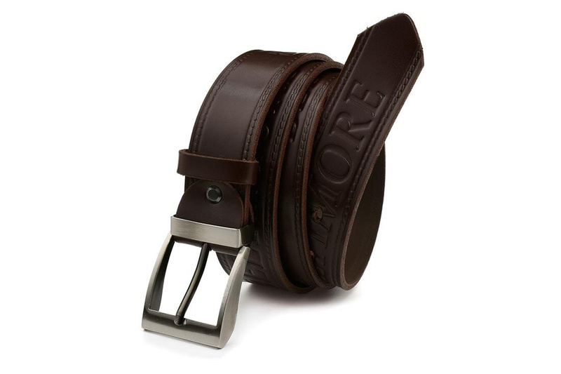 Beltimore men's leather wide belt denim brown 517 : Colors - brown, beige, Strap size - r.120-135 cm