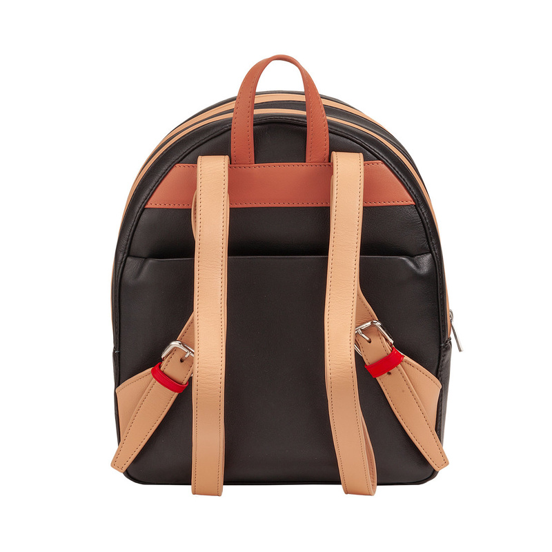 Small multi colored backpack for women Colorful Favignana by DUDU in nappa leather with double zip holder. Rucksuck that combines casual look and contemporary style.