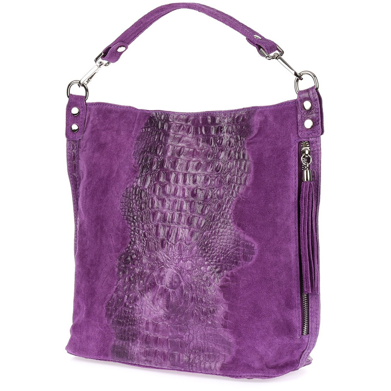 Violette Shopper-Tasche aus Wildleder W10