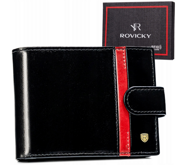 Portfel męski skórzany 22323L-RVTP BLACK+RED