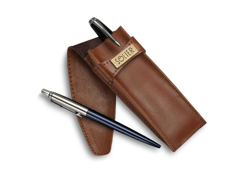 Leather men's pen case SA12 LIGHT BROWN