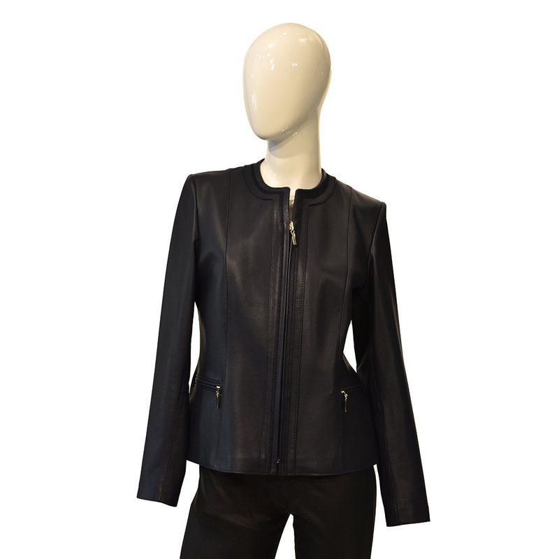 Stylish fashionable Bukowski leather jacket with pleats