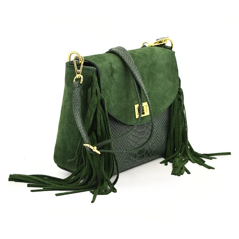 Suede with fringes women's leather messenger bag