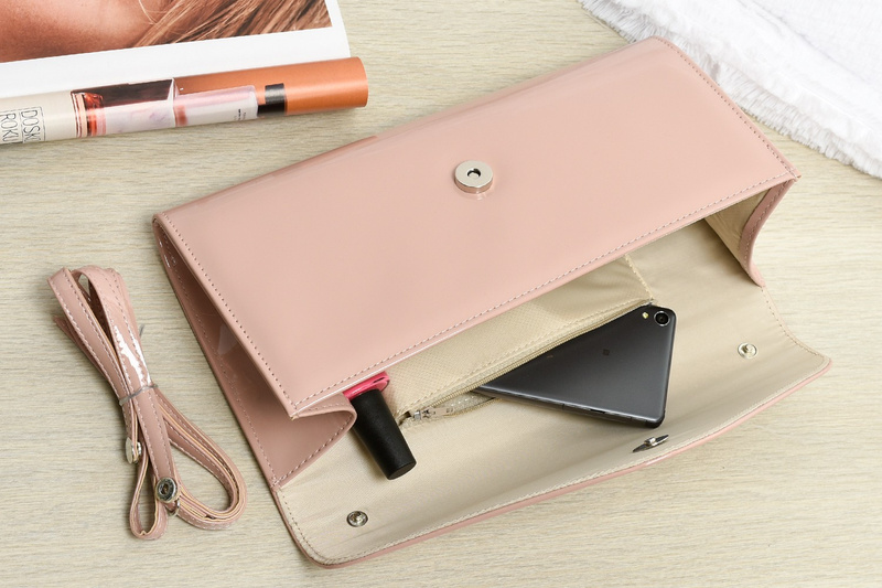 Beltimore powder pink M78 lacquered clutch bag with strap elegant Beltimore powder pink