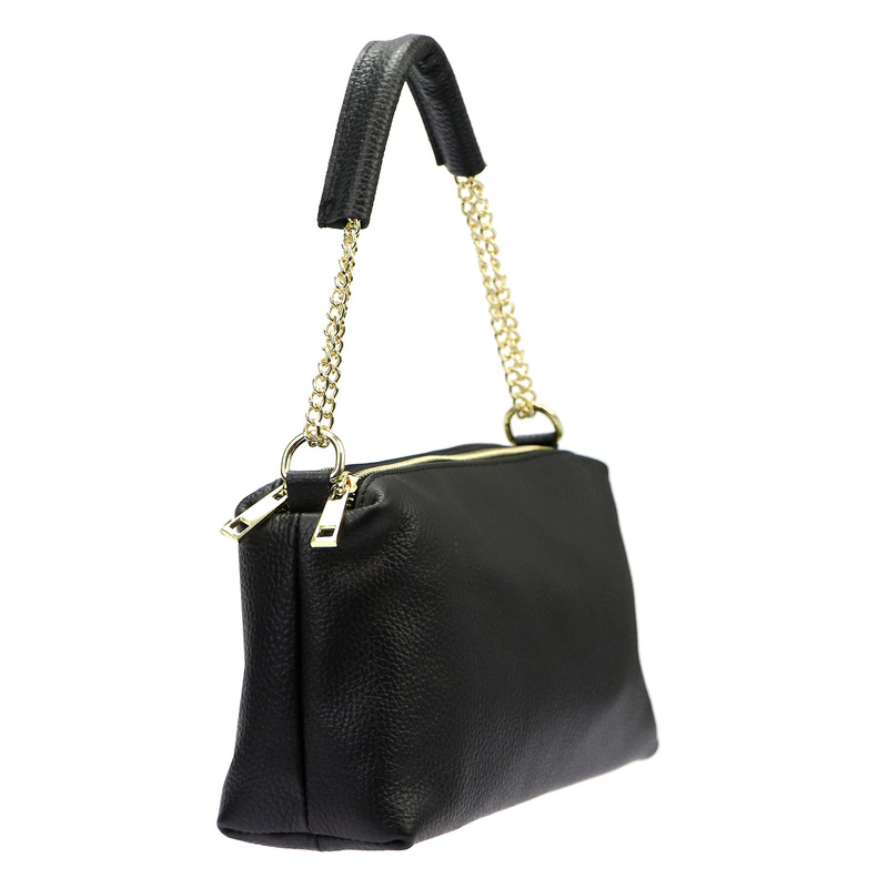 Women's leather shoulder messenger bag with chain