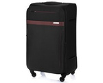 Solier Koffer Weich Trolley 4 Rollen Reisekoffer mit Teleskopgriff und Kombinationsschloss STL1316 (Marineblau/braun, M)