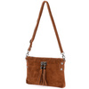 Women's small formal handbag cognac suede soft adjustable strap X52