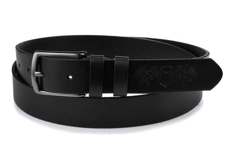 Beltimore leather men's black narrow belt E06 : Colors - black, Strap size - r.125-140 cm