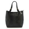 Large crocodile leather shopper shoulder bag