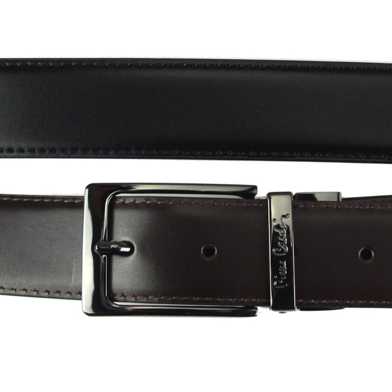 Men's genuine leather belt Pierre Cardin FWJX5 DOUBLE BLACK-BLUE