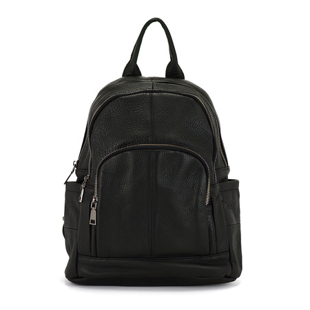 Women's capacious leather functional backpack