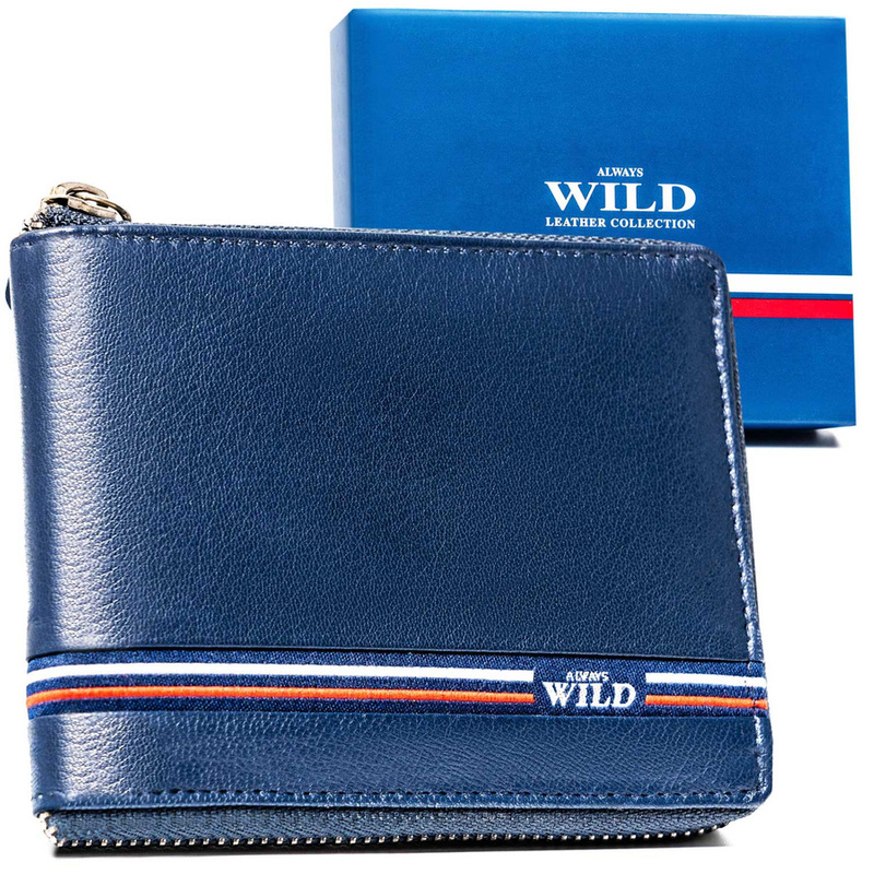 Men's Leather Zipper Wallet with RFID Always Wild