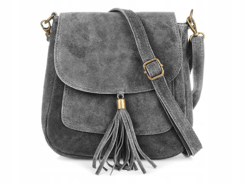 Grey Women's Leather Suede Postbag With Flap X40