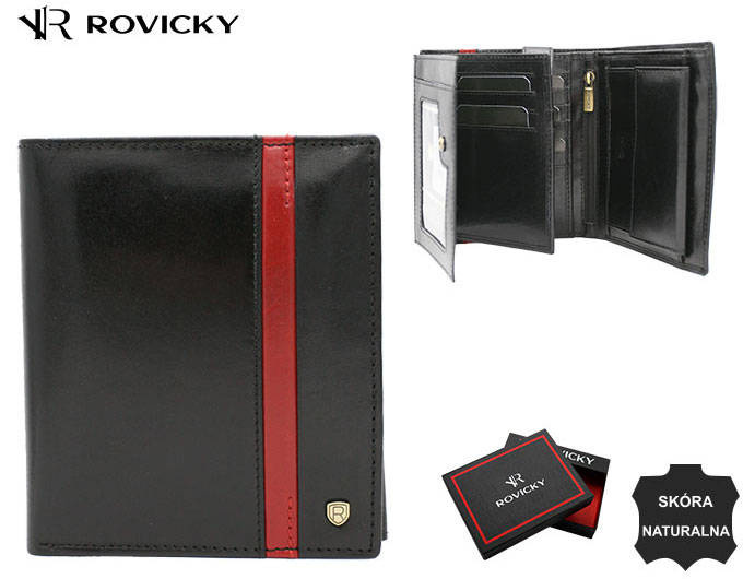 Large men's leather wallet without clasp Rovicky