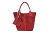 Italian Leather Suede Handbag A4 Shopper Bag Maroon T49