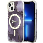 Guess GUHMP14SHTMRSU iPhone 14 6.1" purpurowy/purple hardcase Golden Marble MagSafe