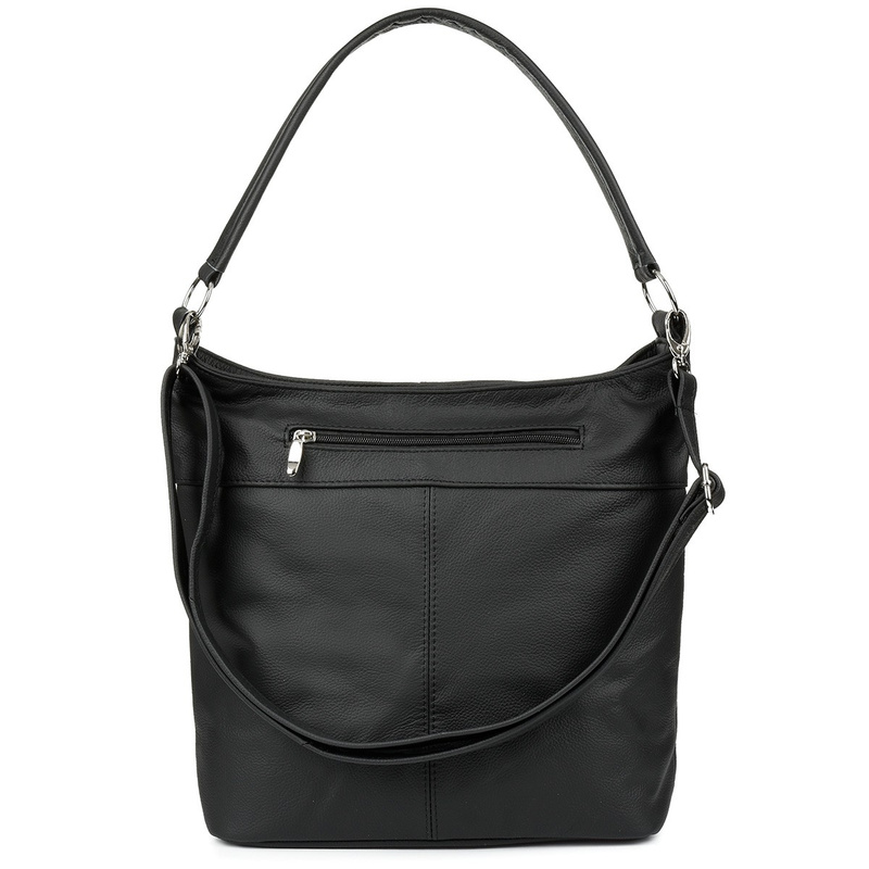 Schwarz -braune Lederhandtasche von Damen High Classic H08