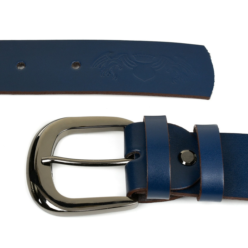 Beltimore navy blue women's leather dress trouser belt A86 : Farben - navy blue, Gürtelgröße - r.85-100 cm