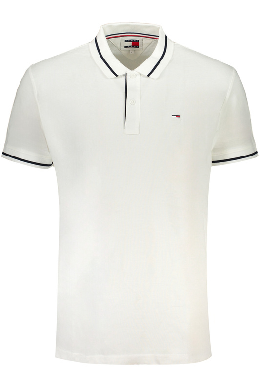 TOMMY HILFIGER MEN&#39;S WHITE SHORT SLEEVED POLO SHIRT