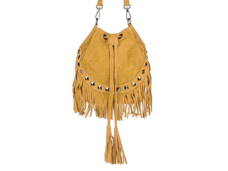 Mustard women's bag leather suede tassels Italian X39