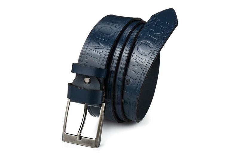 BELTIMORE trouser belt navy blue denim leather belt 527 : Colors - navy blue, Strap size - r.85-100 cm