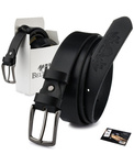 Beltimore leather men's black narrow belt E06 : Colors - black, Strap size - r.125-140 cm