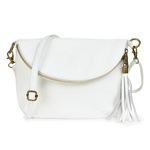 White Handbag Women's Natural Leather Letterman's Purse Flap B75