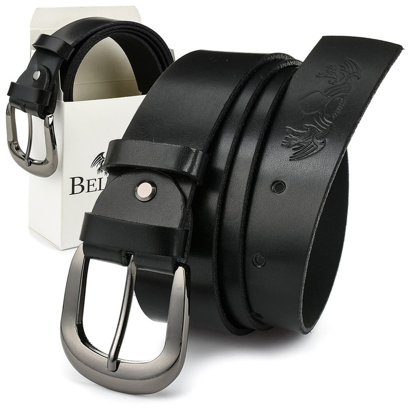 Beltimore leather women's pants belt 4 cm black A73: colors - black, stripes - r. 95-110 cm