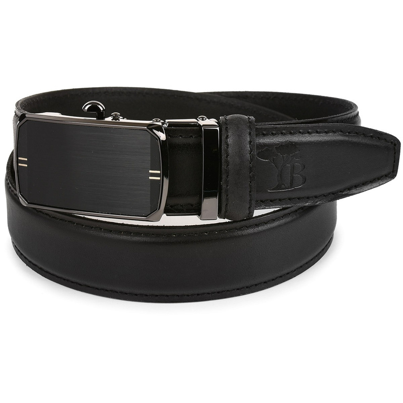 Men's leather belt buckle automatic black Beltimore A07 : Colors - black, Strap size - r.100-115 cm