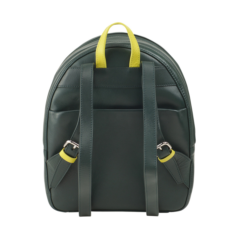 Small multi colored backpack for women Colorful Favignana by DUDU in nappa leather with double zip holder. Rucksuck that combines casual look and contemporary style.