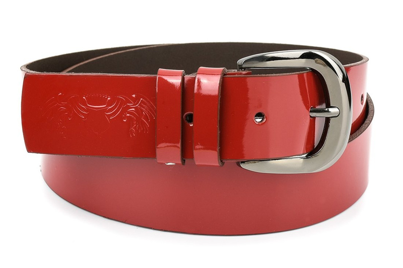 Beltimore leather women's trouser belt 4 cm red A71 : Colors - red, Strap size - r.110-125 cm