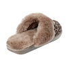 Women's slippers with leopard fur