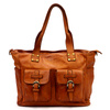 Women's large leather shoulder shopper bag